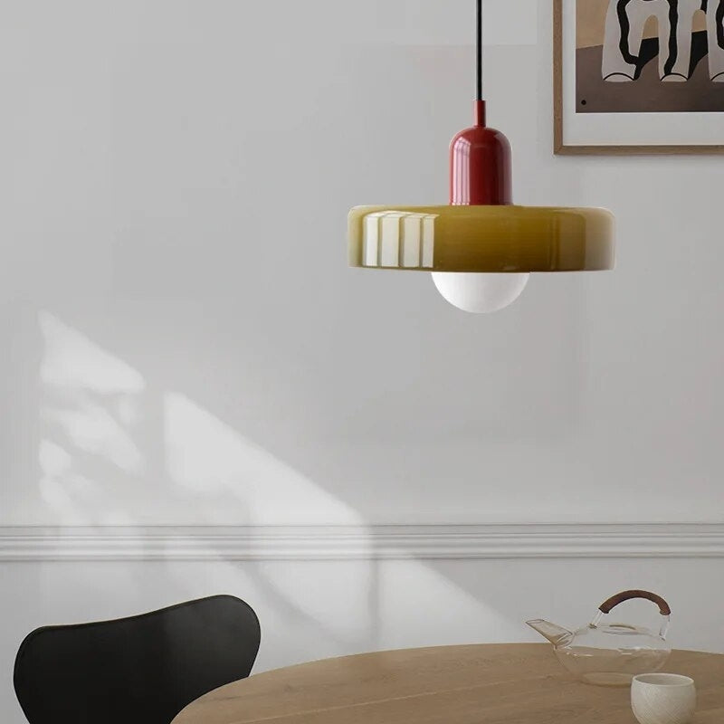 Taavita Retro Hanging Pendant Lights with Glass Lampshade and Adjustable Cord
