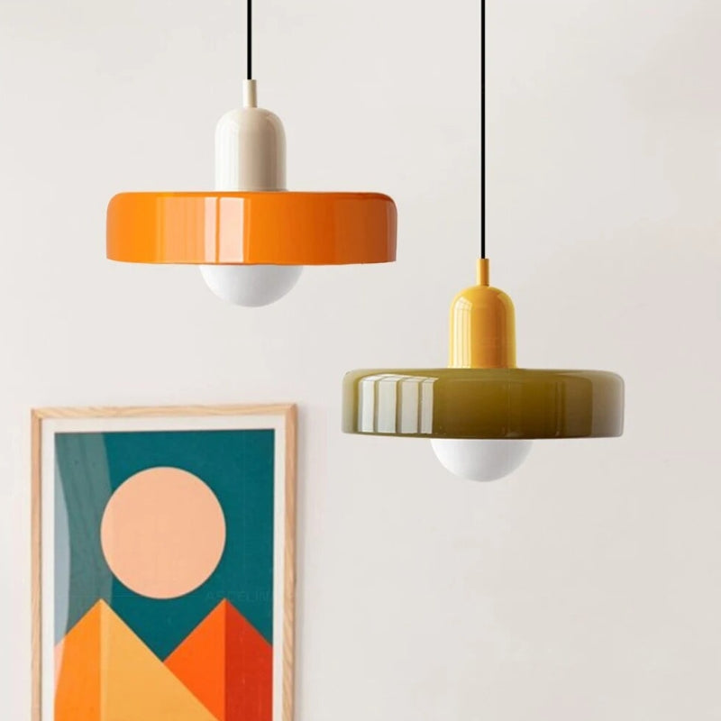 Taavita Retro Hanging Pendant Lights with Glass Lampshade and Adjustable Cord