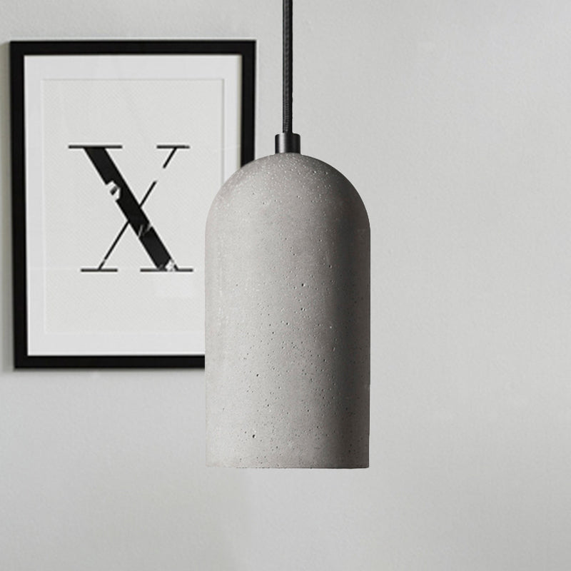 Taavita Elongated Dome Grey Cement Down Lighting 1 Bulb Factory Pendant Ceiling Light for Living Room