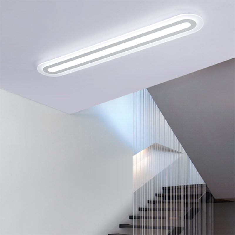 31.5"/39"/47" Wide Simplicity Oval Acrylic Flush Mount Light LED Ceiling Mounted Fixture in Warm/White Light Clearhalo 'Ceiling Lights' 'Close To Ceiling Lights' 'Close to ceiling' 'Flush mount' Lighting' 147441