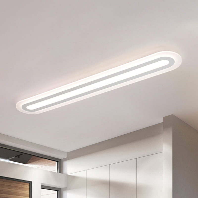31.5"/39"/47" Wide Simplicity Oval Acrylic Flush Mount Light LED Ceiling Mounted Fixture in Warm/White Light Clearhalo 'Ceiling Lights' 'Close To Ceiling Lights' 'Close to ceiling' 'Flush mount' Lighting' 147443