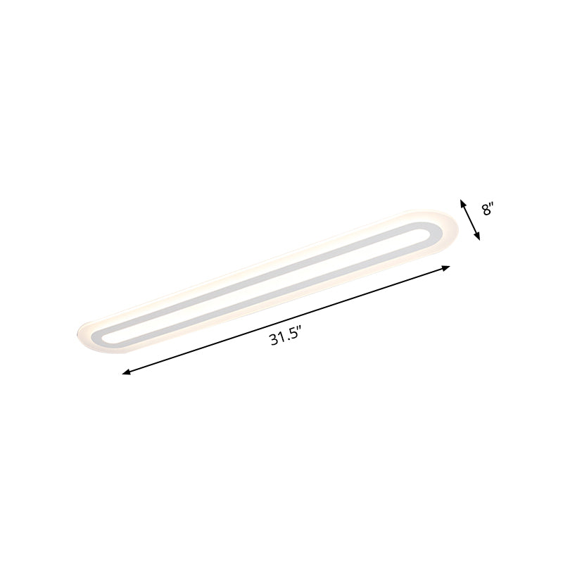 31.5"/39"/47" Wide Modern Simplicity Oval Acrylic Flush Mount Light LED Ceiling Mounted Fixture in Warm/White Light by Taavita