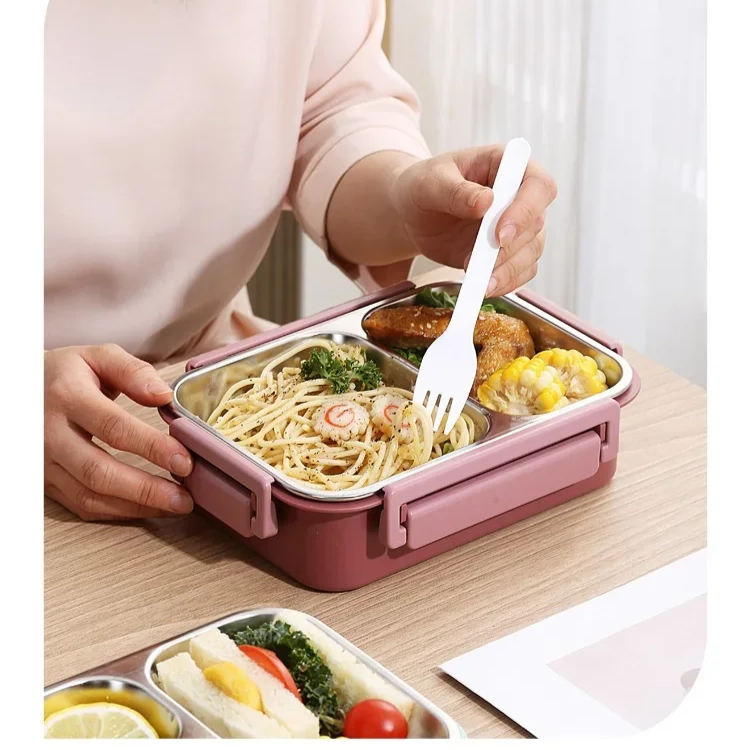 Insulated Lunch Box | Three-Compartment Design | Leak-Proof Lid | Compact & Portable