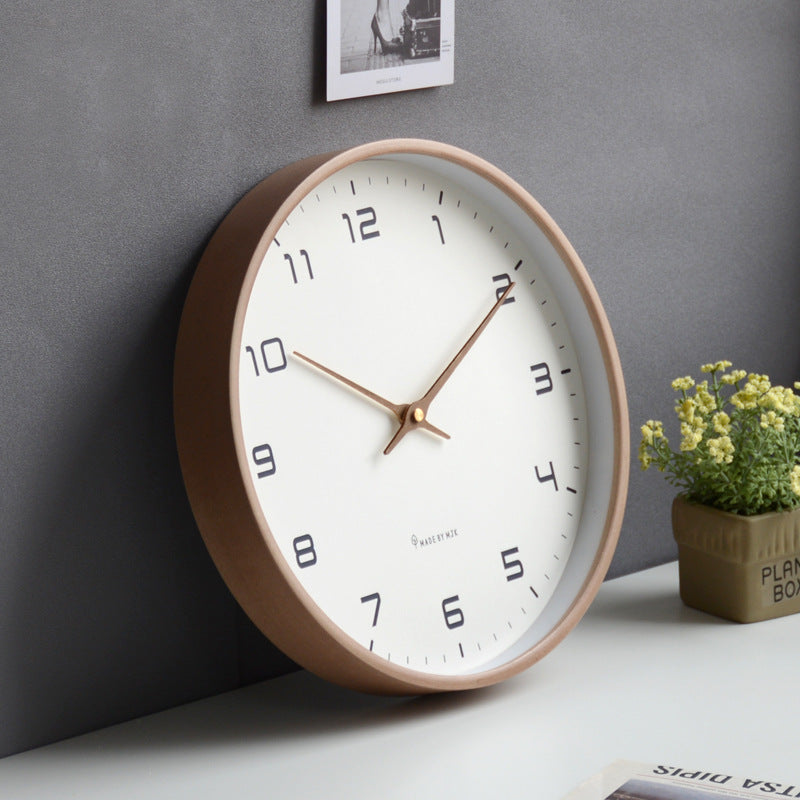 Elegant Natural Wood Wall Clock - 30 cm Silent Design