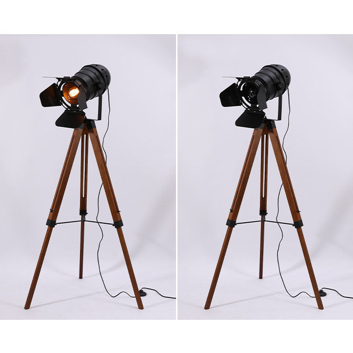 Taavita Vintage Solid Wood Iron Photography Tripod 1-Light Floor Lamp