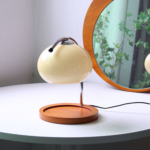 Taavita Vintage Glass Dome Solid Wood Base 1-Light Table Lamp with Melting Wax