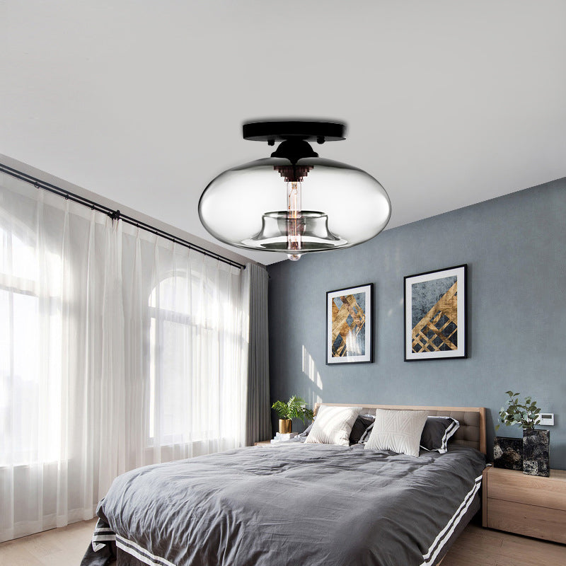 Taavita Oval Flush Mount Lamp Modern Style 1 Light Clear/Amber/Smoky Ceiling Semi-Flush Mount for Hallway