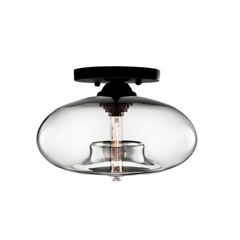 Taavita Oval Flush Mount Lamp Modern Style 1 Light Clear/Amber/Smoky Ceiling Semi-Flush Mount for Hallway