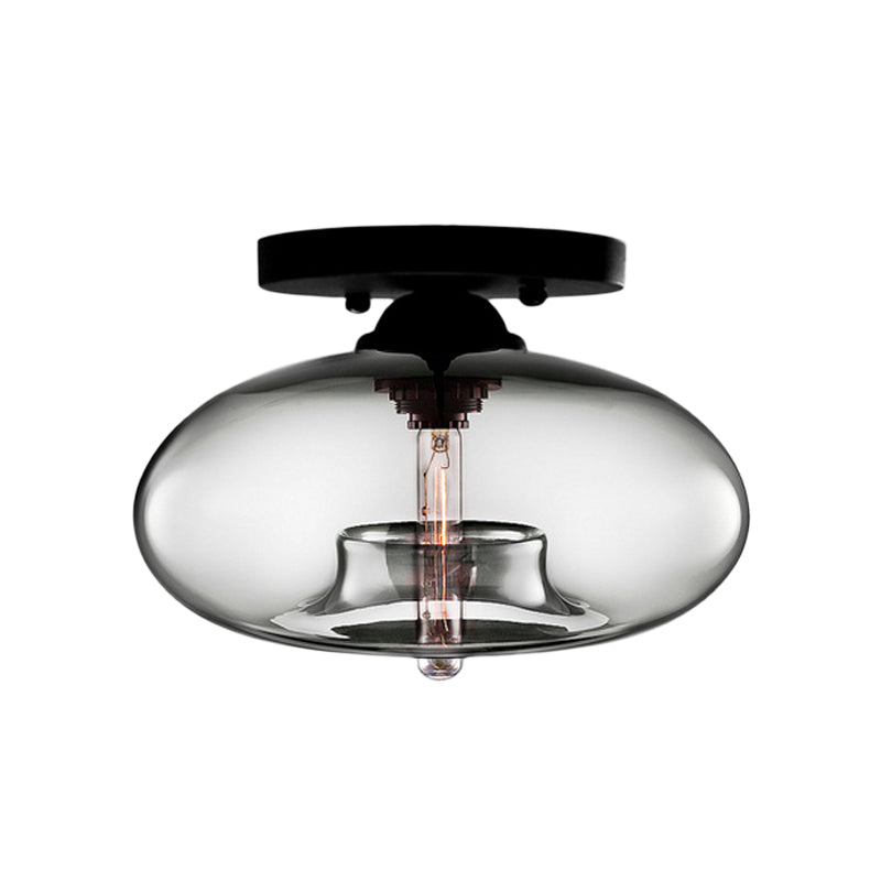 Taavita Oval Flush Mount Lamp Modern Style 1 Light Clear/Amber/Smoky Ceiling Semi-Flush Mount for Hallway