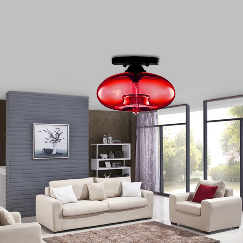 Taavita Oval Flush Mount Lamp Modern Style 1 Light Clear/Amber/Smoky Ceiling Semi-Flush Mount for Hallway