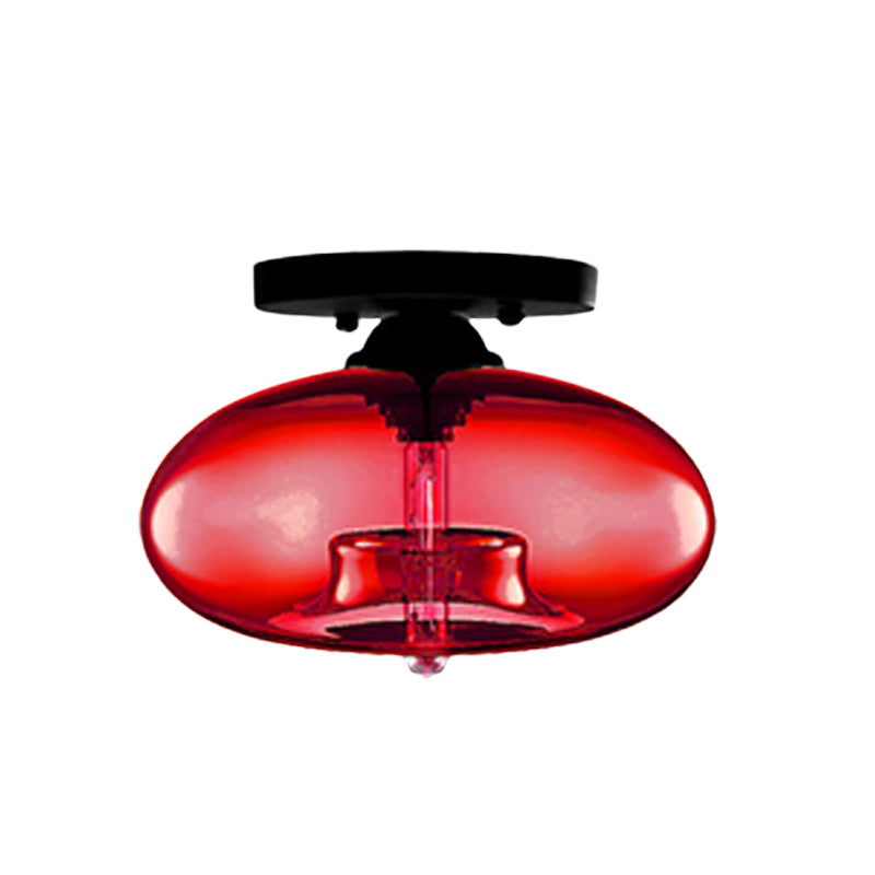 Taavita Oval Flush Mount Lamp Modern Style 1 Light Clear/Amber/Smoky Ceiling Semi-Flush Mount for Hallway