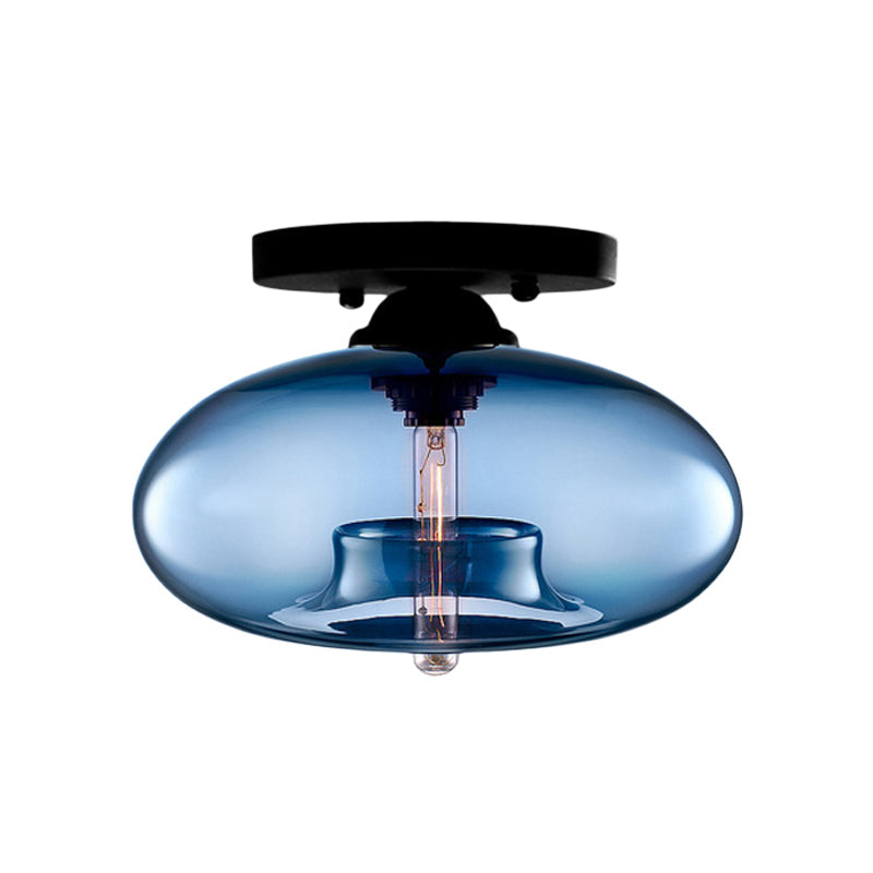 Taavita Oval Flush Mount Lamp Modern Style 1 Light Clear/Amber/Smoky Ceiling Semi-Flush Mount for Hallway