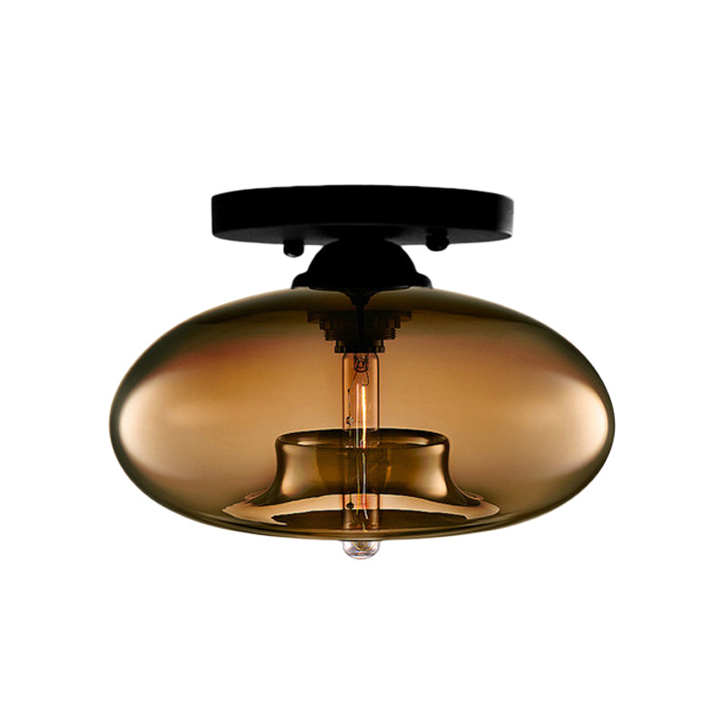 Taavita Oval Flush Mount Lamp Modern Style 1 Light Clear/Amber/Smoky Ceiling Semi-Flush Mount for Hallway