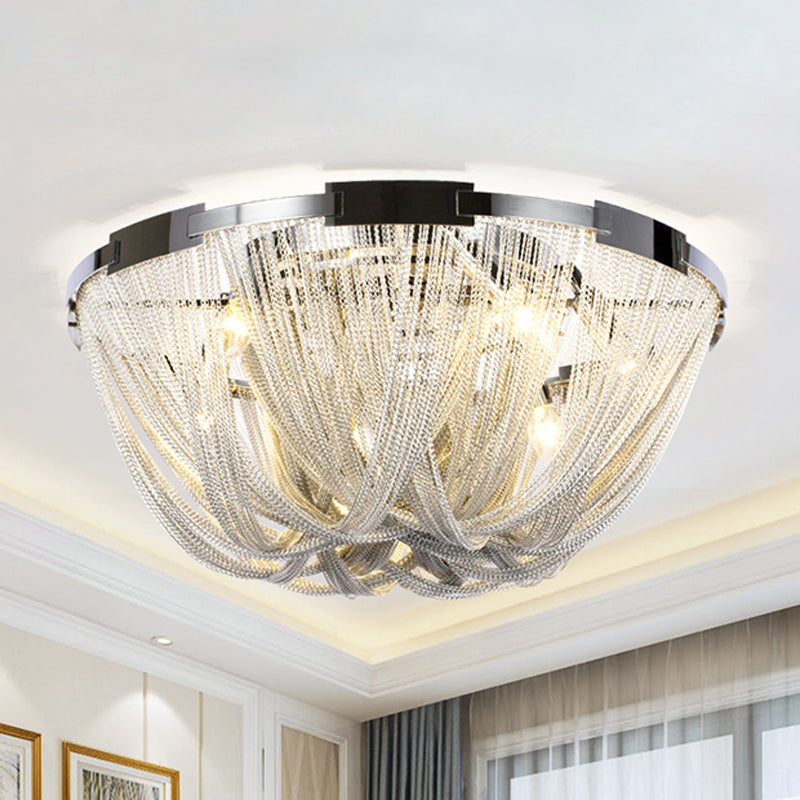 Taavita Chrome Flush Mount Fixture with Tassel Design, 4/5 Lights, 16"/19.5" Wide for Living Room Ceiling