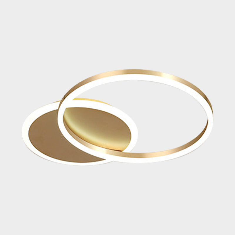 2 Tiers Flush Mount Ceiling Fixture Ring Simple Metal 2/3/5 Lights Gold Bedroom Ceiling Light in Warm/White