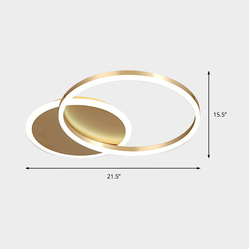 2 Tiers Flush Mount Ceiling Fixture Ring Simple Metal 2/3/5 Lights Gold Bedroom Ceiling Light in Warm/White