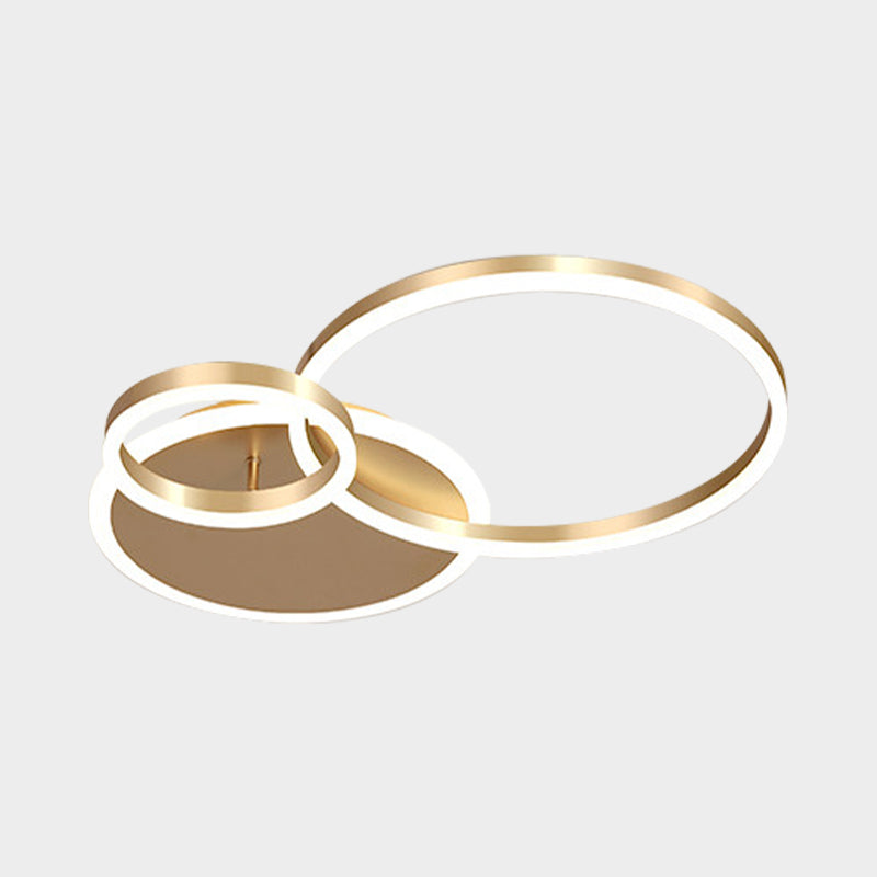 2 Tiers Flush Mount Ceiling Fixture Ring Simple Metal 2/3/5 Lights Gold Bedroom Ceiling Light in Warm/White