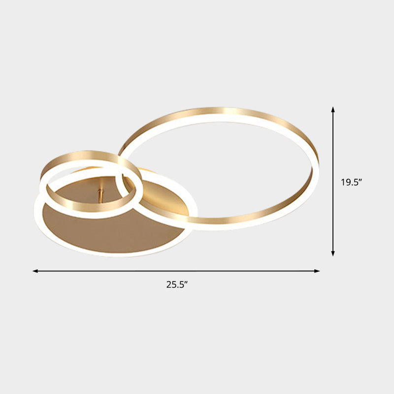 2 Tiers Flush Mount Ceiling Fixture Ring Simple Metal 2/3/5 Lights Gold Bedroom Ceiling Light in Warm/White