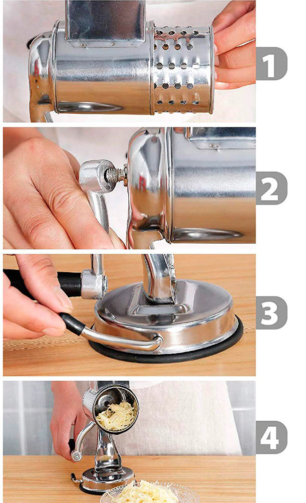 Versatile Kitchen Rotary Grater, Shredder, and Slicer Tool