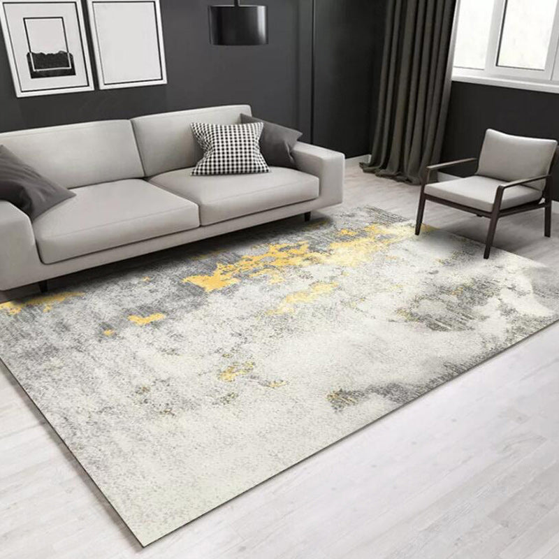 Stylish Abstract Rug White and Golden Casual Rug Polyester Washable Anti-Slip Backing Carpet for Living Room Clearhalo 'Area Rug' 'Modern' 'Rugs' Rug' 1579538