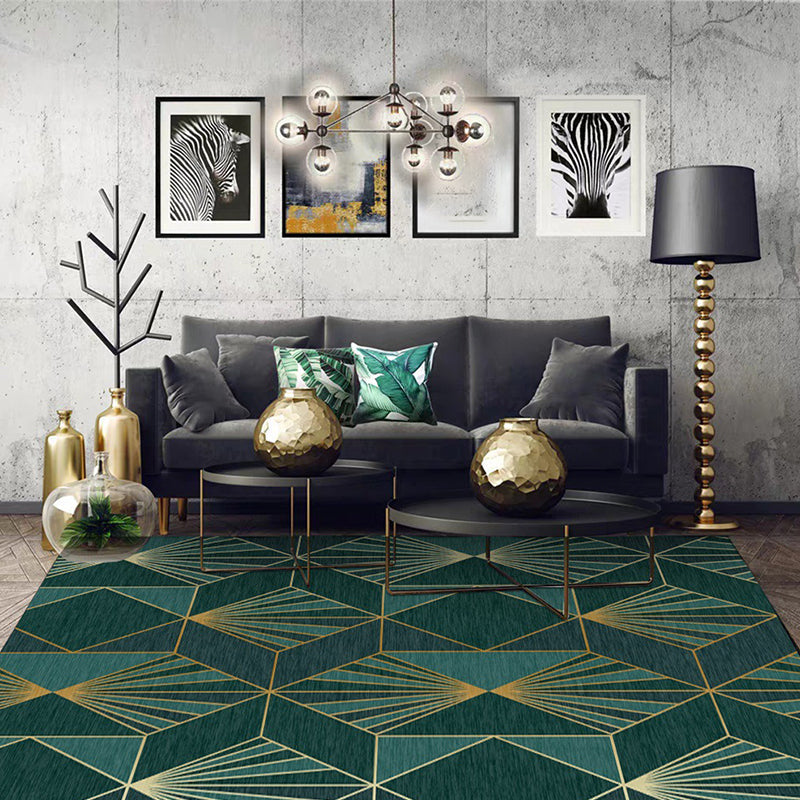 Nordic Modern Rug in Teal Geometry Rhombus Pattern Rug Polyester Machine Washable Carpet for Home Decoration Clearhalo 'Area Rug' 'Modern' 'Rugs' Rug' 1579562