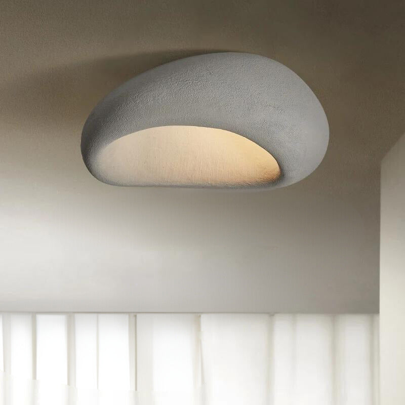 Ceiling Light | Pebble-Shaped Wabi-Sabi Design | Resin & Metal | Warm White LED Ambient Lighting