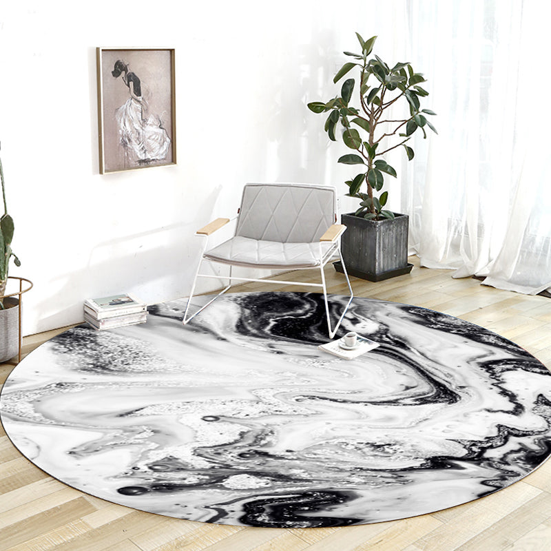 Black and White Bedroom Rug Modern Abstract Oil Painting Pattern Area Rug Polyester Anti-Slip Washable Carpet Clearhalo 'Area Rug' 'Modern' 'Rugs' Rug' 1636024