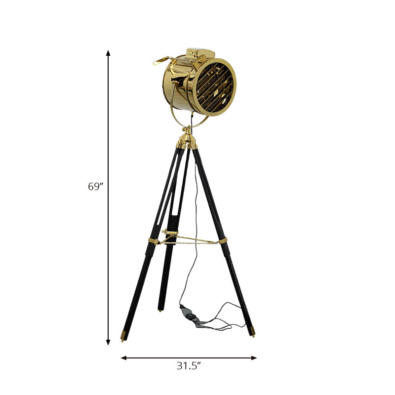 Taavita Metal Floor Lamp with Tripod Design Industrial 1 Bright Rotatable Floor Lighting in Black