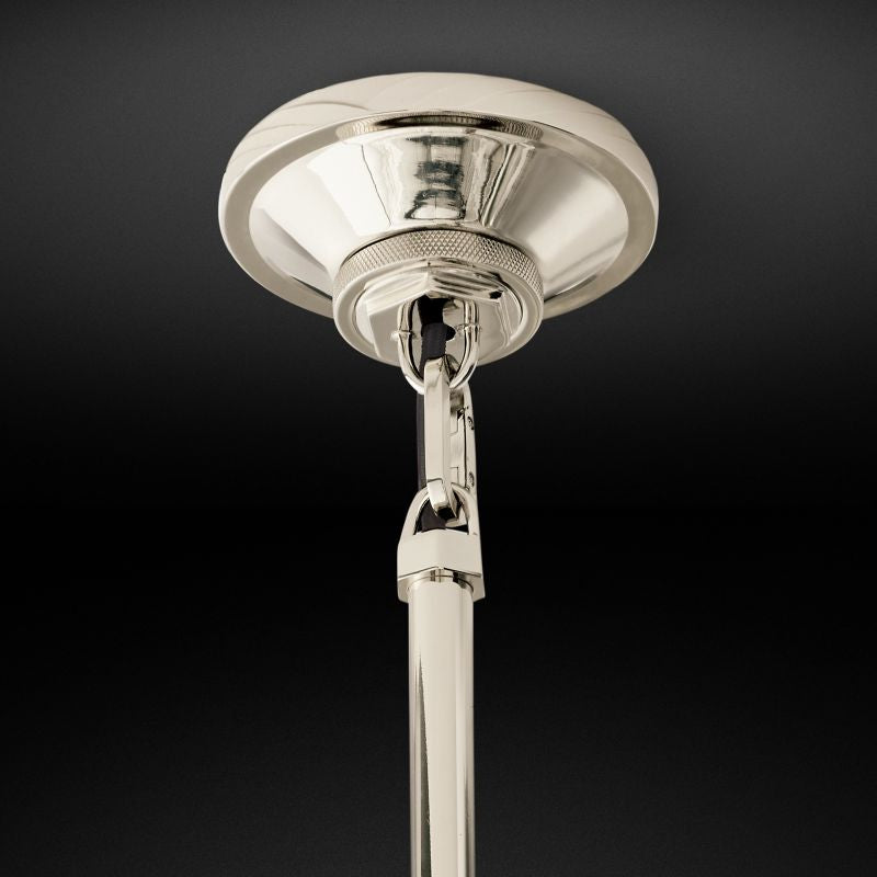 Lorian Glass Cylinder Pendant — Industrial Brass and Glass Lighting Fixture