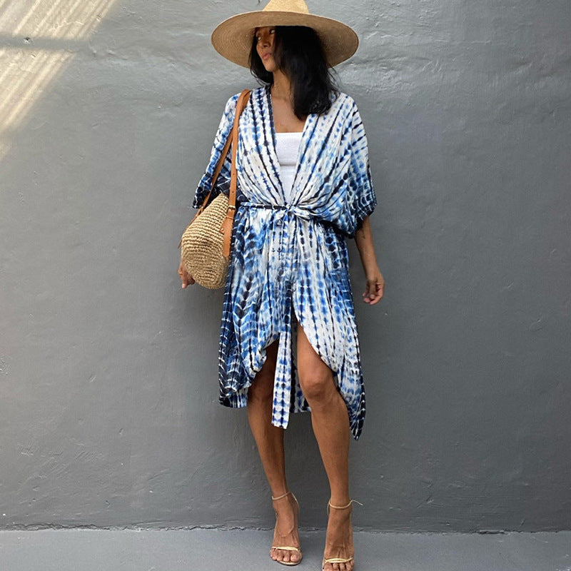 Women’s Beach Cover-Up Dress | Lightweight Kimono Style with Tie Belt | Breathable Fabric | Versatile Resort Wear