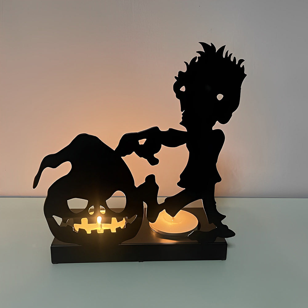 Halloween Metal Candle Holder Decorative Pumpkin Skull Design