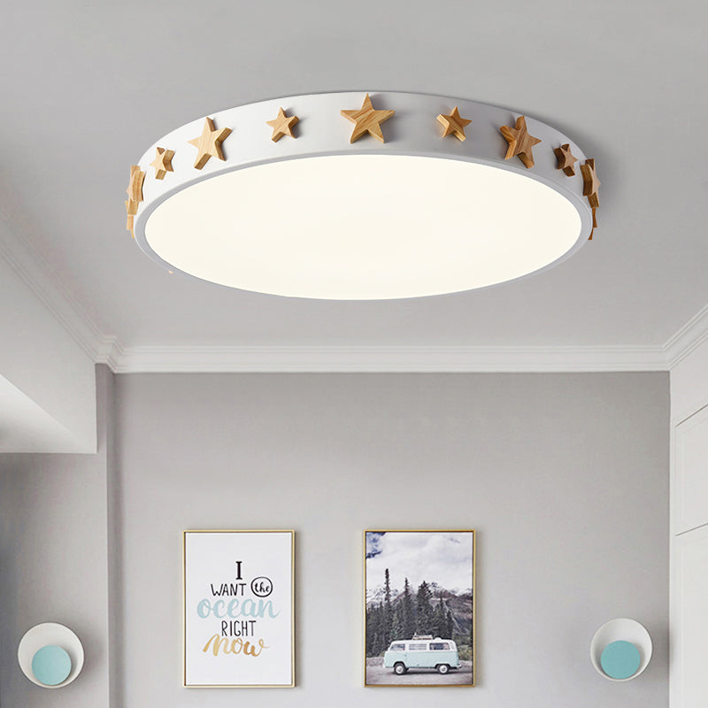 Drum Flush Mount Light, Contemporary Ceiling Light with Star Decoration for Kids Bedroom Clearhalo 'Ceiling Lights' 'Close To Ceiling Lights' 'Close to ceiling' 'Flush mount' Lighting' 468702