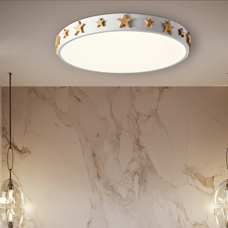 Taavita Flush Mount Light, Contemporary Ceiling Light with Star Decoration for Kids Bedroom - Available in White, Green, Pink, and Yellow Sizes: 12" 16" 19.5"