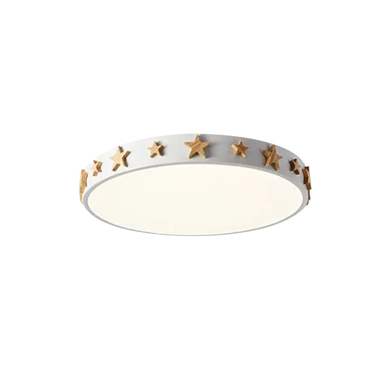 Taavita Flush Mount Light, Contemporary Ceiling Light with Star Decoration for Kids Bedroom - Available in White, Green, Pink, and Yellow Sizes: 12" 16" 19.5"