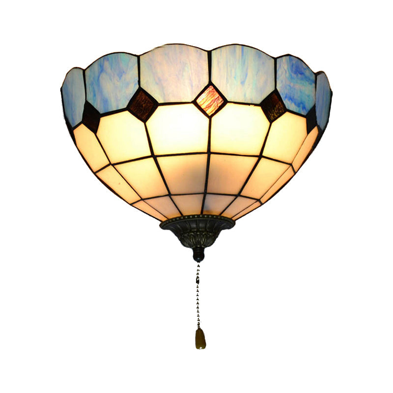 Taavita Wall Lamp Shaft Lighting with Pull Switch Stained Glass 1 Light Wall Lighting