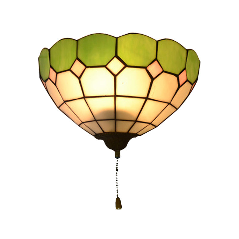 Taavita Wall Lamp Shaft Lighting with Pull Switch Stained Glass 1 Light Wall Lighting