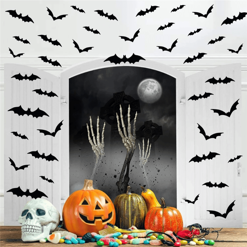 3D Black PVC Bat Wall Stickers Halloween Party Decorations