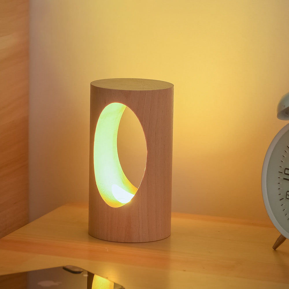 Wooden Table Lamp with LED Lighting