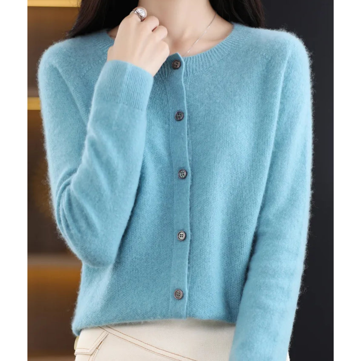 Women's Button-Front Knit Cardigan | Soft Plush Knit & Long Sleeves | Versatile Layering | Comfortable Fit