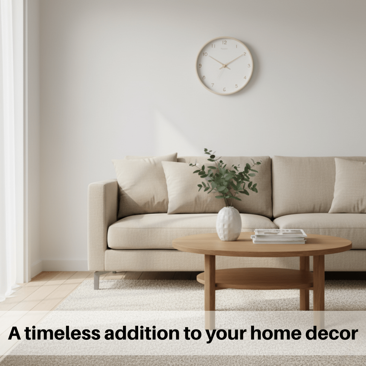 Tranquil Oak Silent Battery-Powered Wall Clock