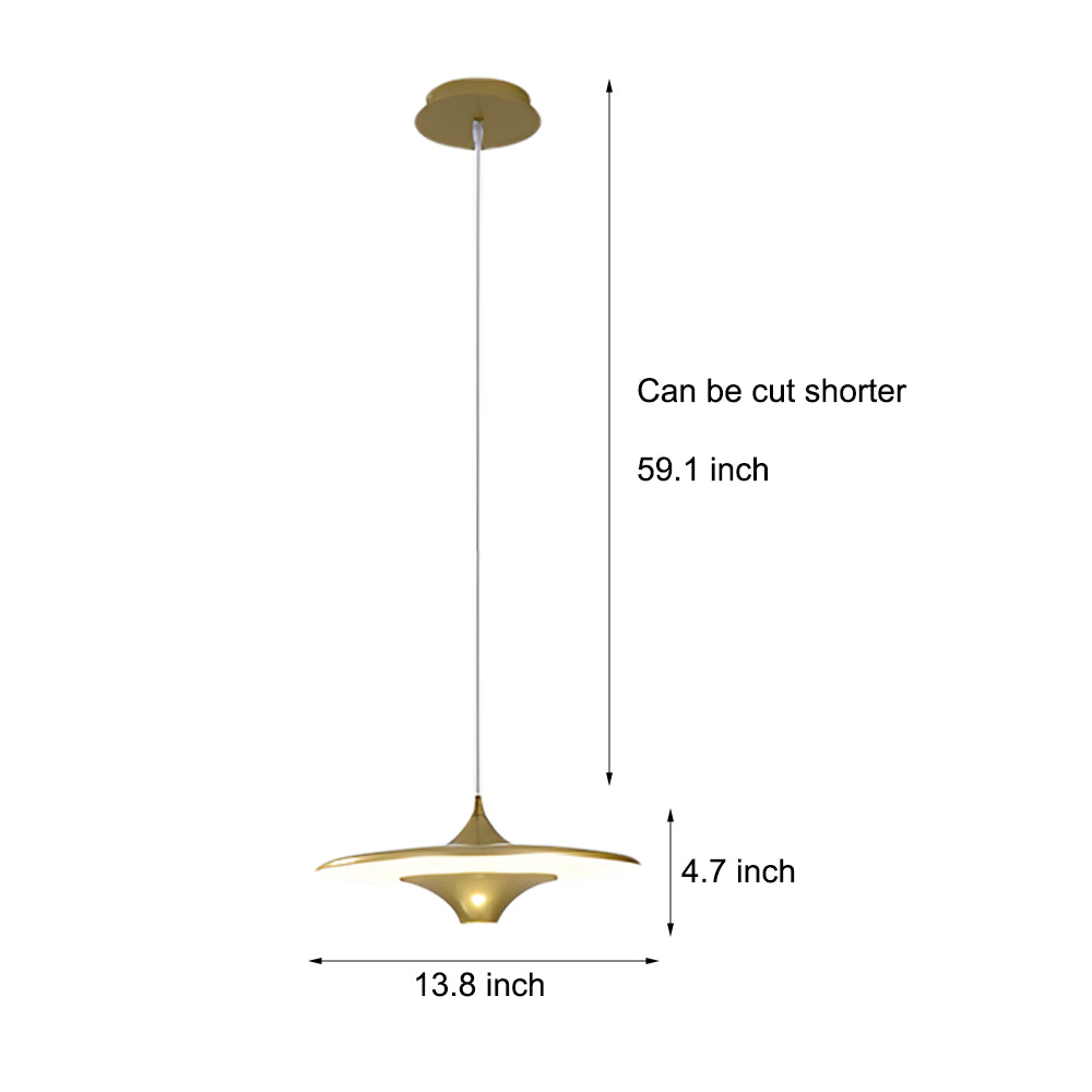 13.8'' LED Metal Hanging UFO Pendant Light 1-Light Round Small Spaceship Lamp for Bar