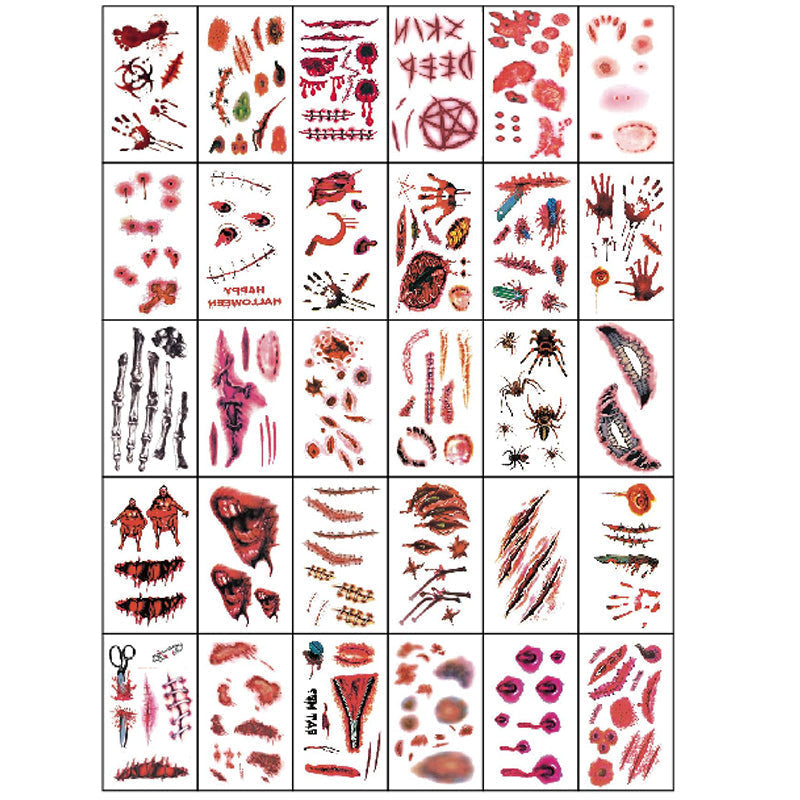 Halloween Temporary Tattoo Stickers for Scary Clown Mouth & Scars