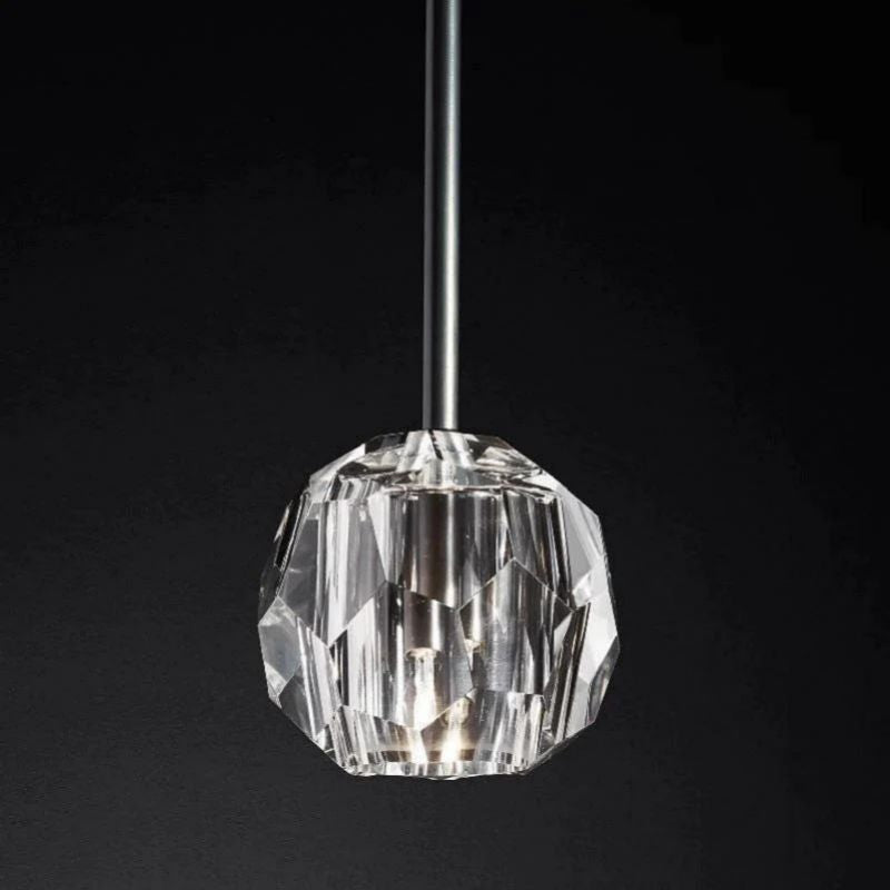 Liora — Crystal Glass Rod Pendant with Brass Accents