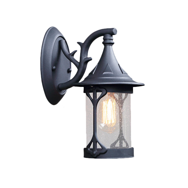 Taavita Kerosene Lamp Wall Light 1-Bulb Seedy Glass Wall Sconce Lighting in Antique Bronze/Black/Weathered Copper