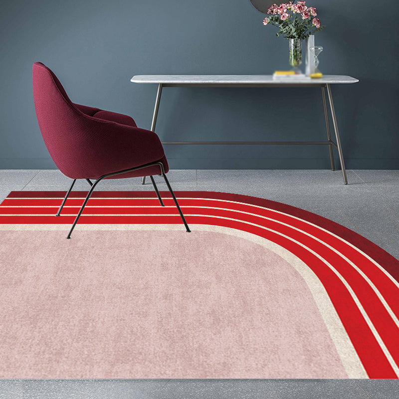 Red Irregular Bedroom Rug Novelty Color Block Stripe Pattern Area Rug Polyester Pet Friendly Carpet Clearhalo 'Area Rug' 'Rug' 1715521