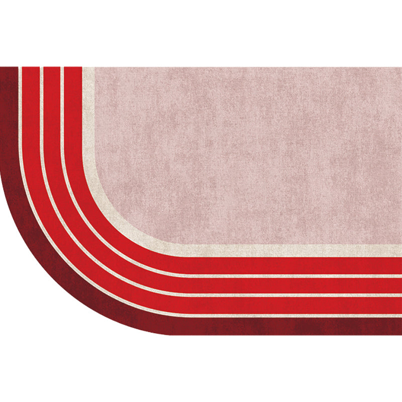 Taavita Red Irregular Area Rug Novelty Color Block Stripe Pattern Bedroom Carpet Polyester Pet Friendly