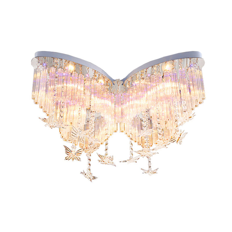 Taavita Butterfly Ceiling Lamp Romantic Clear Crystal Flush Mount Light for Kindergarten