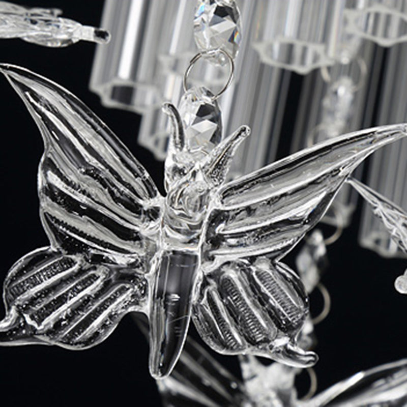 Taavita Butterfly Ceiling Lamp Romantic Clear Crystal Flush Mount Light for Kindergarten