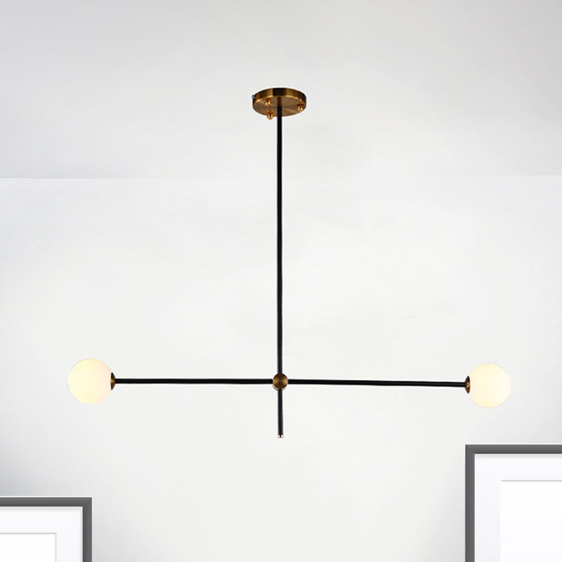 Taavita Black Metallic Exposed Ceiling Lamp 2/3 Lights Pendant Lighting for Living Room with Opal Frosted Glass Ball Shade