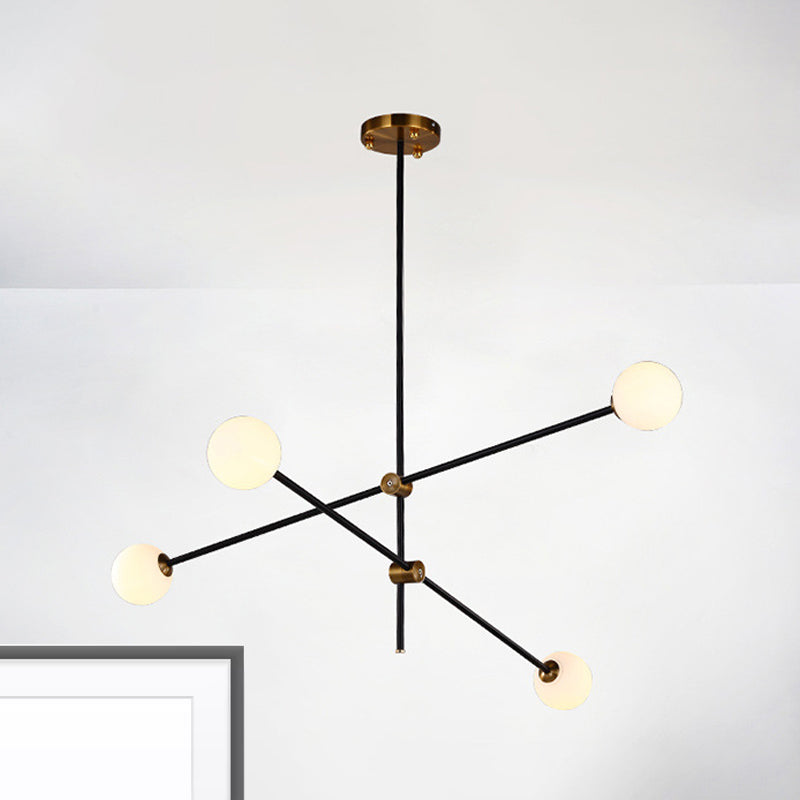 Taavita Black Metallic Exposed Ceiling Lamp 2/3 Lights Pendant Lighting for Living Room with Opal Frosted Glass Ball Shade